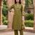 Women's floral yoke design thread work straight kurta with trousers