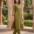 Women's floral yoke design thread work straight kurta with trousers