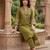 Women's floral yoke design thread work straight kurta with trousers