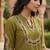 Women's floral yoke design thread work straight kurta with trousers