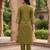 Women's floral yoke design thread work straight kurta with trousers