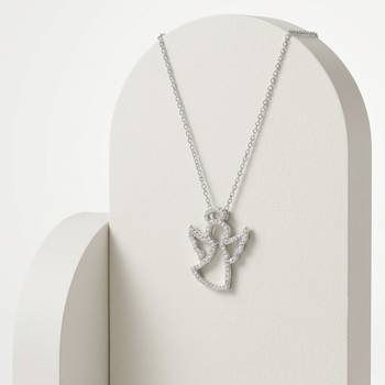925 Sterling Silver Angel Pendant  Necklace Set , Guardian Angel Jewelry Gift for Women 2