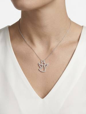925 Sterling Silver Angel Pendant  Necklace Set , Guardian Angel Jewelry Gift for Women 3
