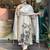 White viscose rayon digital print kurti pant set with mal chanderi dupatta