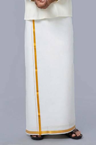 cream cotton men's dhoti with zardosi work