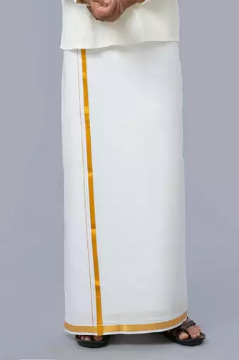 Cream dhoti cotton zardosi work