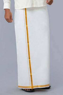 cream cotton men's dhoti with zardosi work 2
