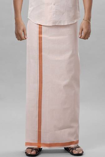 copper cotton men's dhoti with ethnic border style