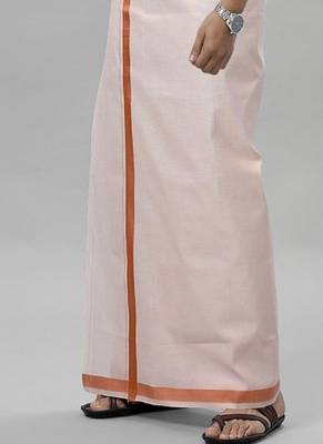 copper cotton men's dhoti with ethnic border style 2