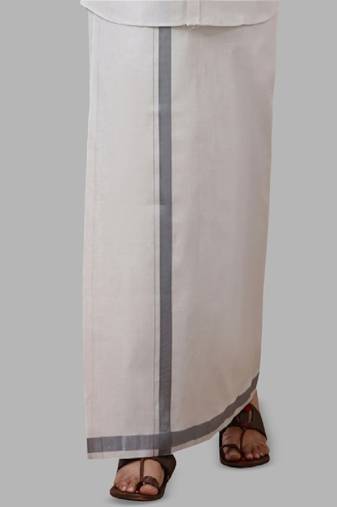 white regular fit solid plain cotton men's dhoti