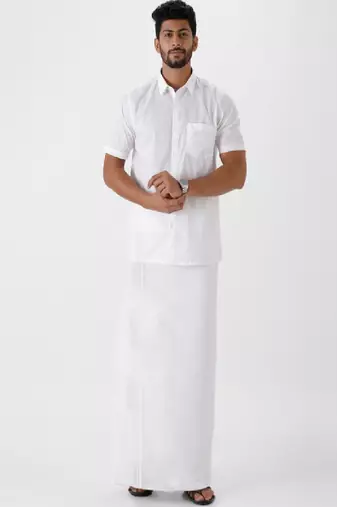 White plain cotton dhoti