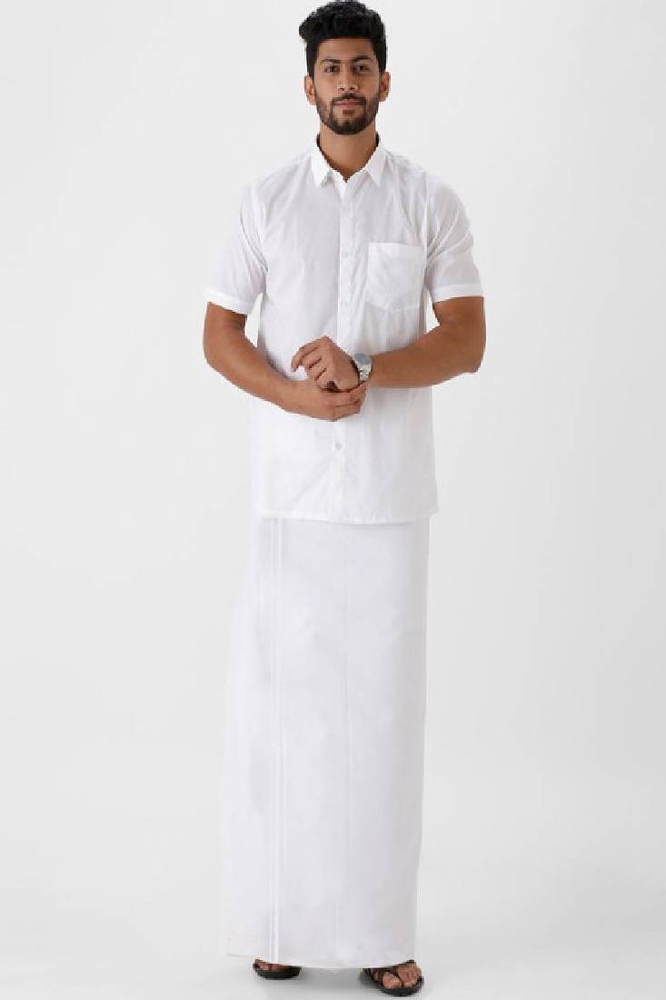 White plain cotton dhoti