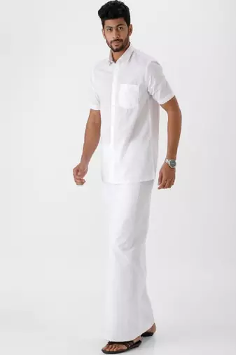 White plain cotton dhoti