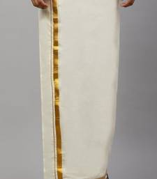 Cream plain cotton regular fit dhoti