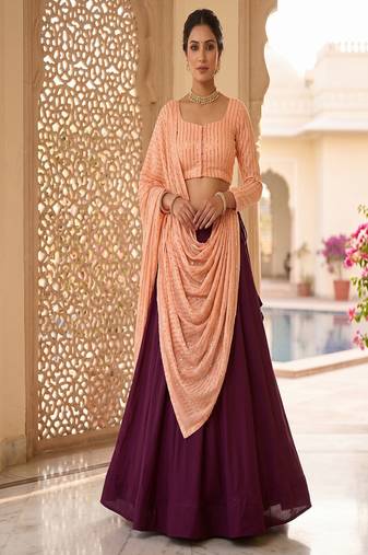 Women's Magenta Lehenga Choli Set with Sequin Embroidery Work