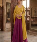 Women's New Wine Designer Lehenga Choli Set with Sequin Embroidery Work