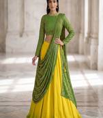 Women's New Green Designer Lehenga Choli Set with Sequin Embroidery Work