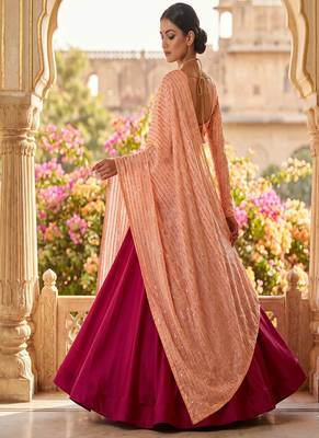 Women's Rani Pink Lehenga Choli Set with Sequin Embroidery Work 2