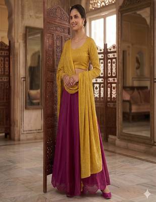 Women's Wine Lehenga Choli Set with Sequin Embroidery Work 3