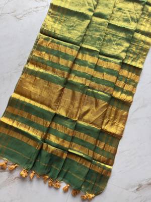Green art silk woven saree with zari work 2