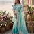 Sea green silk blend embroidered saree with sequins work