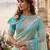Sea green silk blend embroidered saree with sequins work