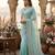 Sea green silk blend embroidered saree with sequins work