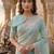 Sea green silk blend embroidered saree with sequins work