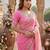 Pink silk blend embroidered saree with sequins work