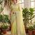 Parrot green silk blend embroidered saree with sequins work
