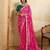 Pink georgette printed saree with zari work