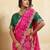 Pink georgette printed saree with zari work