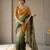 Green silk blend embroidered saree with sequins work
