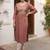 Brown women floral embroidered sequinned floral kurta