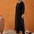 Black floral embroidered thread work straight kurta