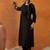 Black floral embroidered thread work straight kurta