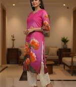 Pink women floral printed kurta