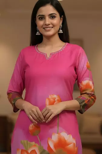 Pink women floral printed kurta