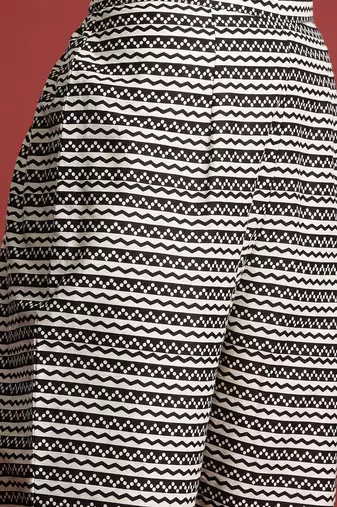 Black ethnic motifs printed pure cotton kurta with trousers