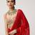 Red georgette embroidered saree with sequins work