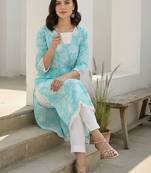 Blue women floral printed floral kurta