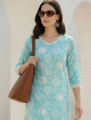 Blue women floral printed floral kurta 2