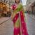 Parrot green silk blend embroidered saree with gota patti