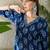 Blue women floral printed sequinned indigo kurta
