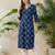 Blue women floral printed sequinned indigo kurta