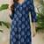Blue women floral printed sequinned indigo kurta