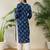 Blue women floral printed sequinned indigo kurta