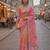 Peach silk blend embroidered saree with gota patti