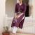 Burgundy floral embroidered thread work kurta
