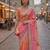 Peach silk blend embroidered saree with gota patti